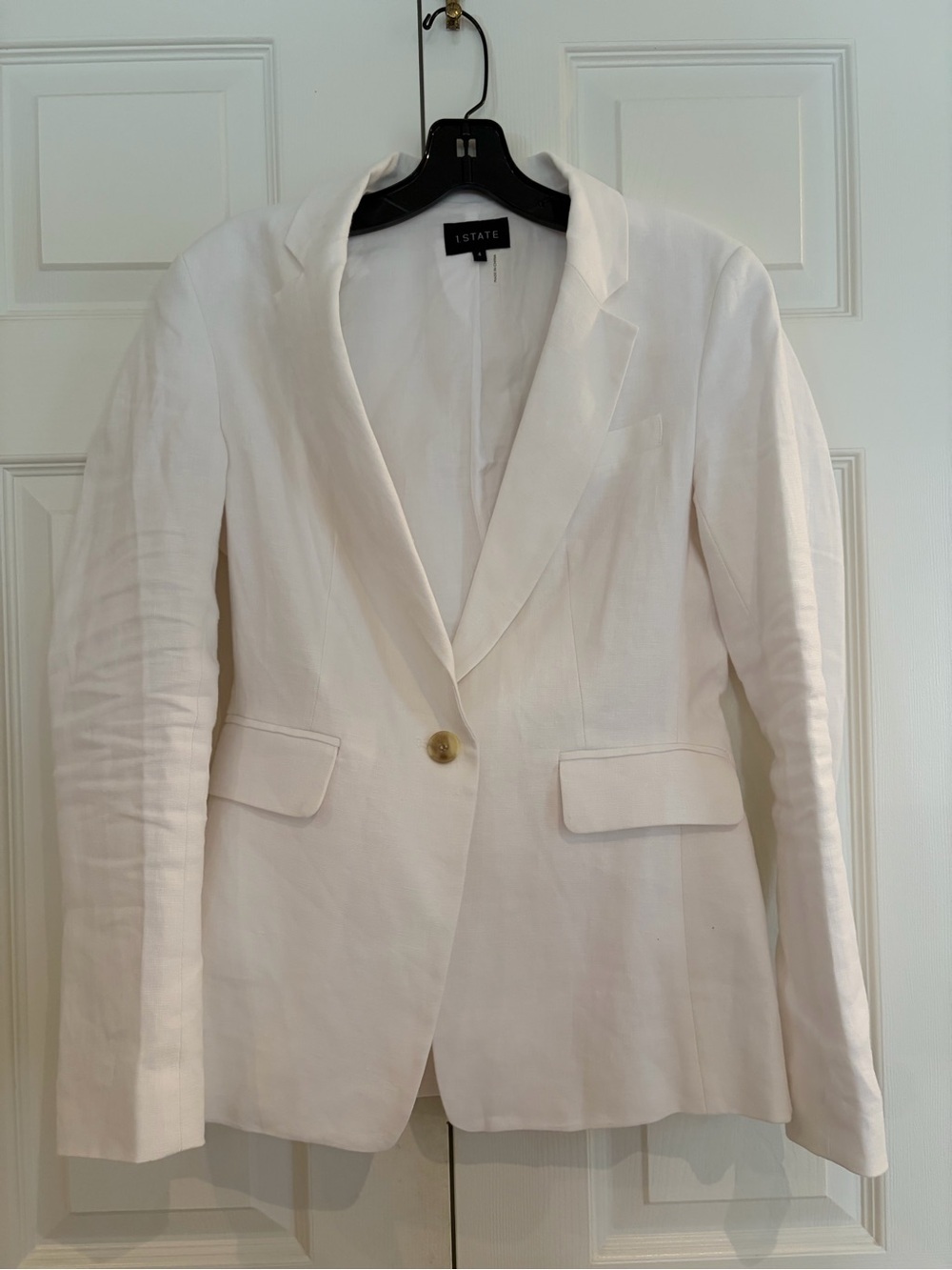 1.STATE Cream Single-Button Tailored Blazer